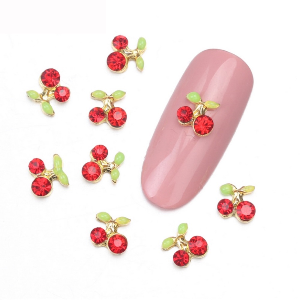 3D Cherry Nail Charms | 8 pieces 🍒